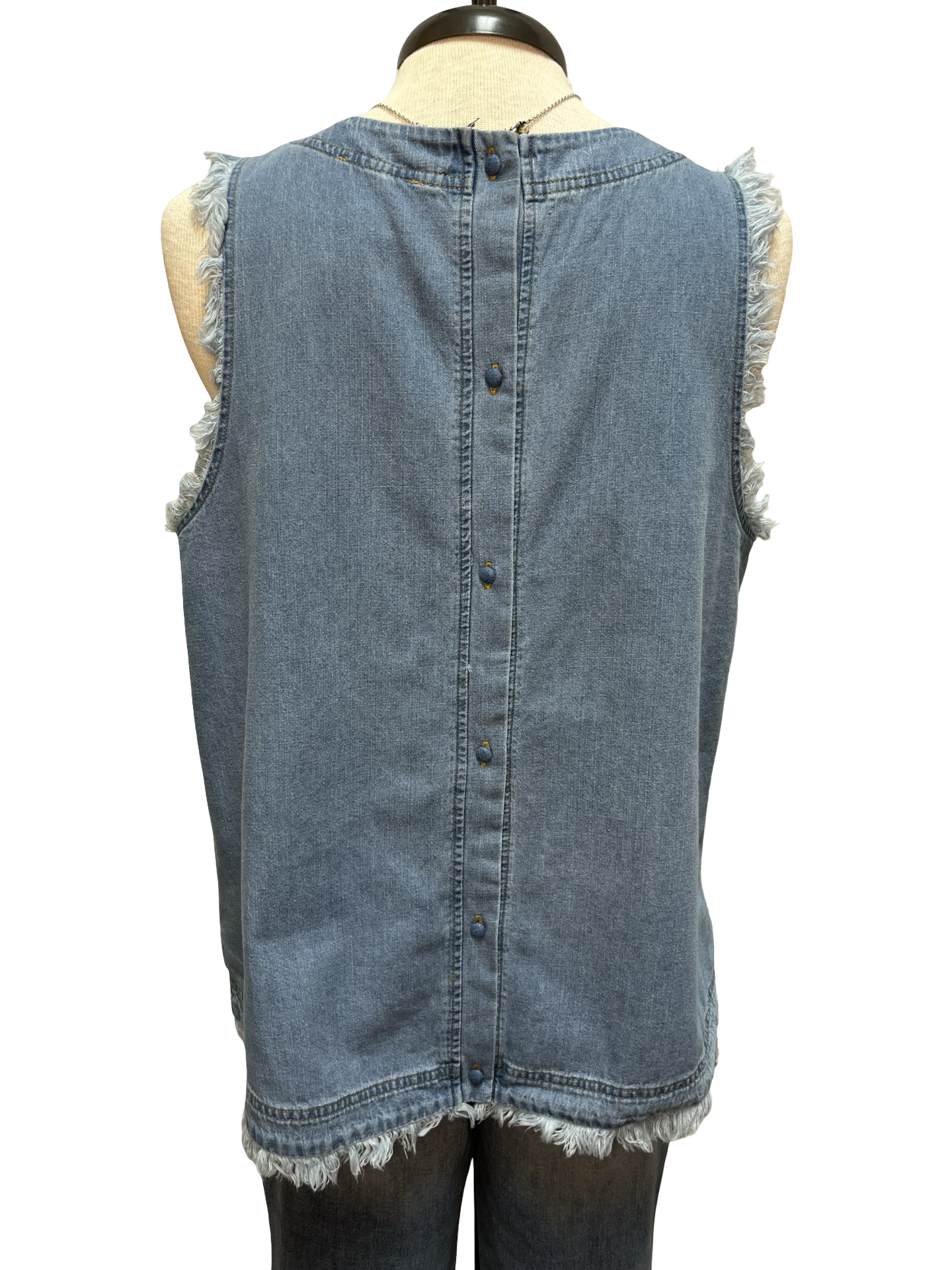 Denim Sleeveless Fringe Hem Top