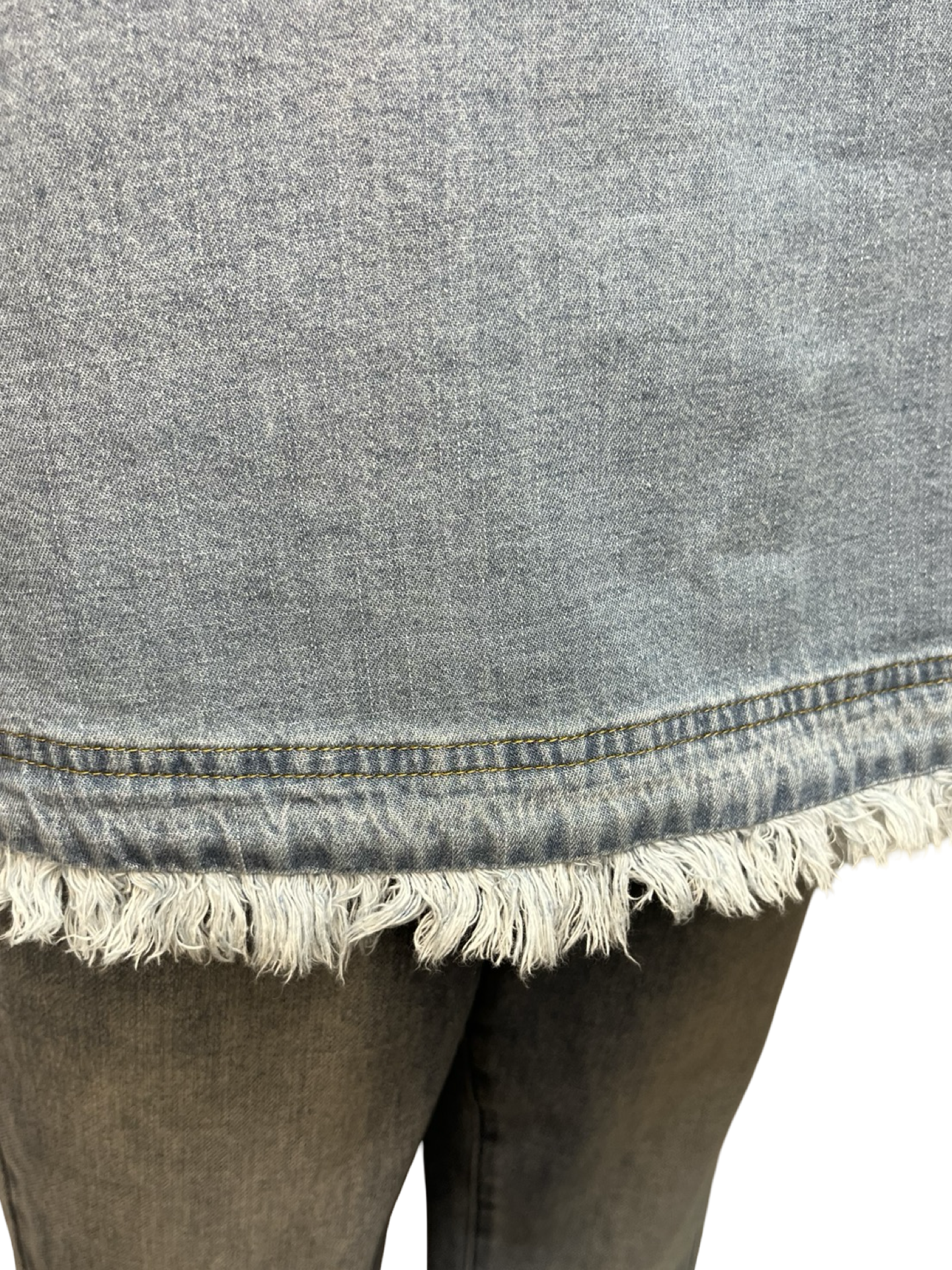 Denim Sleeveless Fringe Hem Top