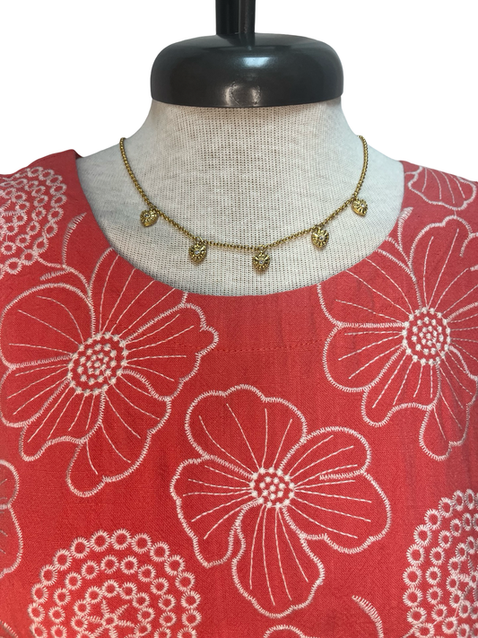 Floral Embroidered Sleeveless Top Carrot
