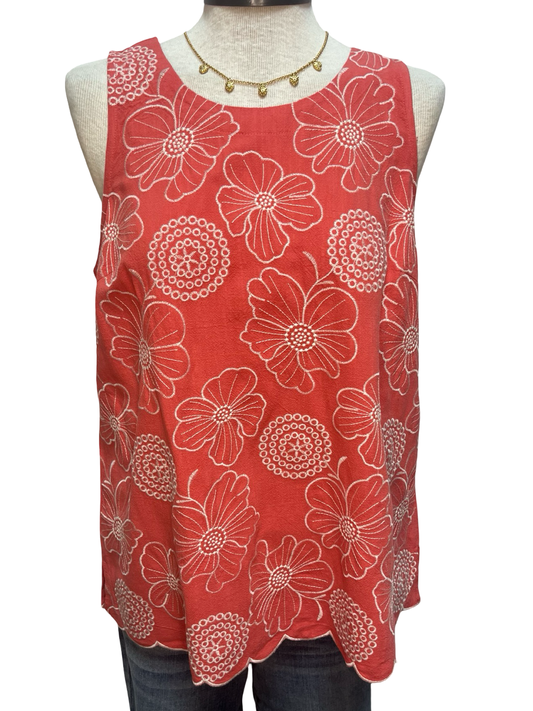 Floral Embroidered Sleeveless Top Carrot