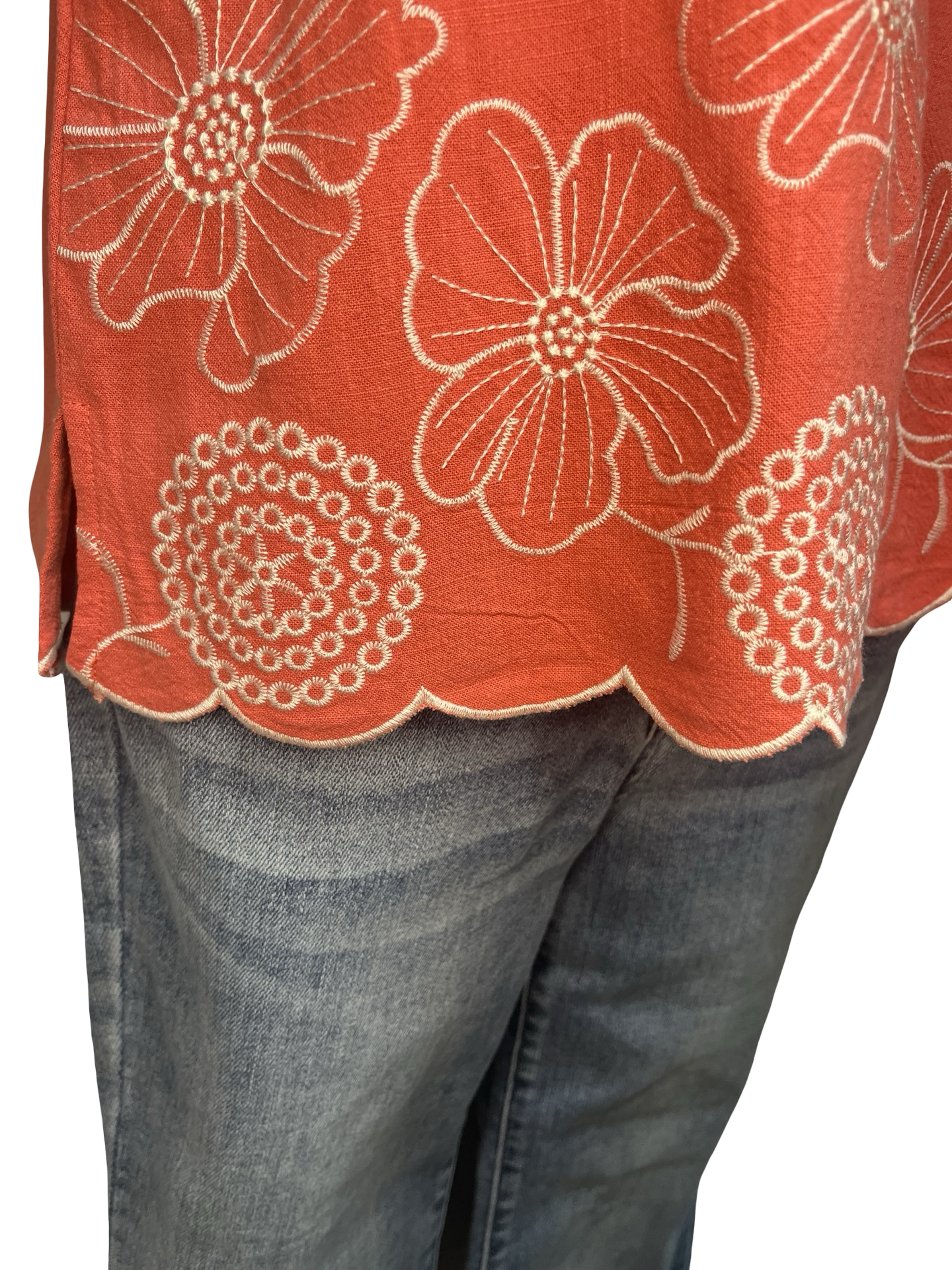 Floral Embroidered Sleeveless Top Carrot
