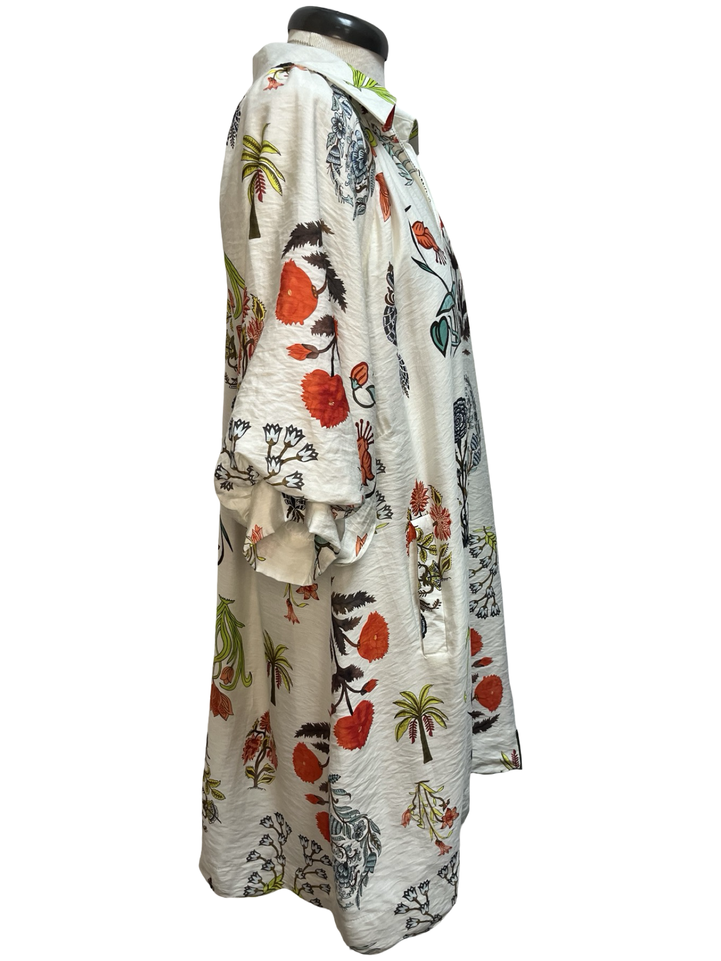 Floral Encyclopedia Print Mini Dress Cream Mix