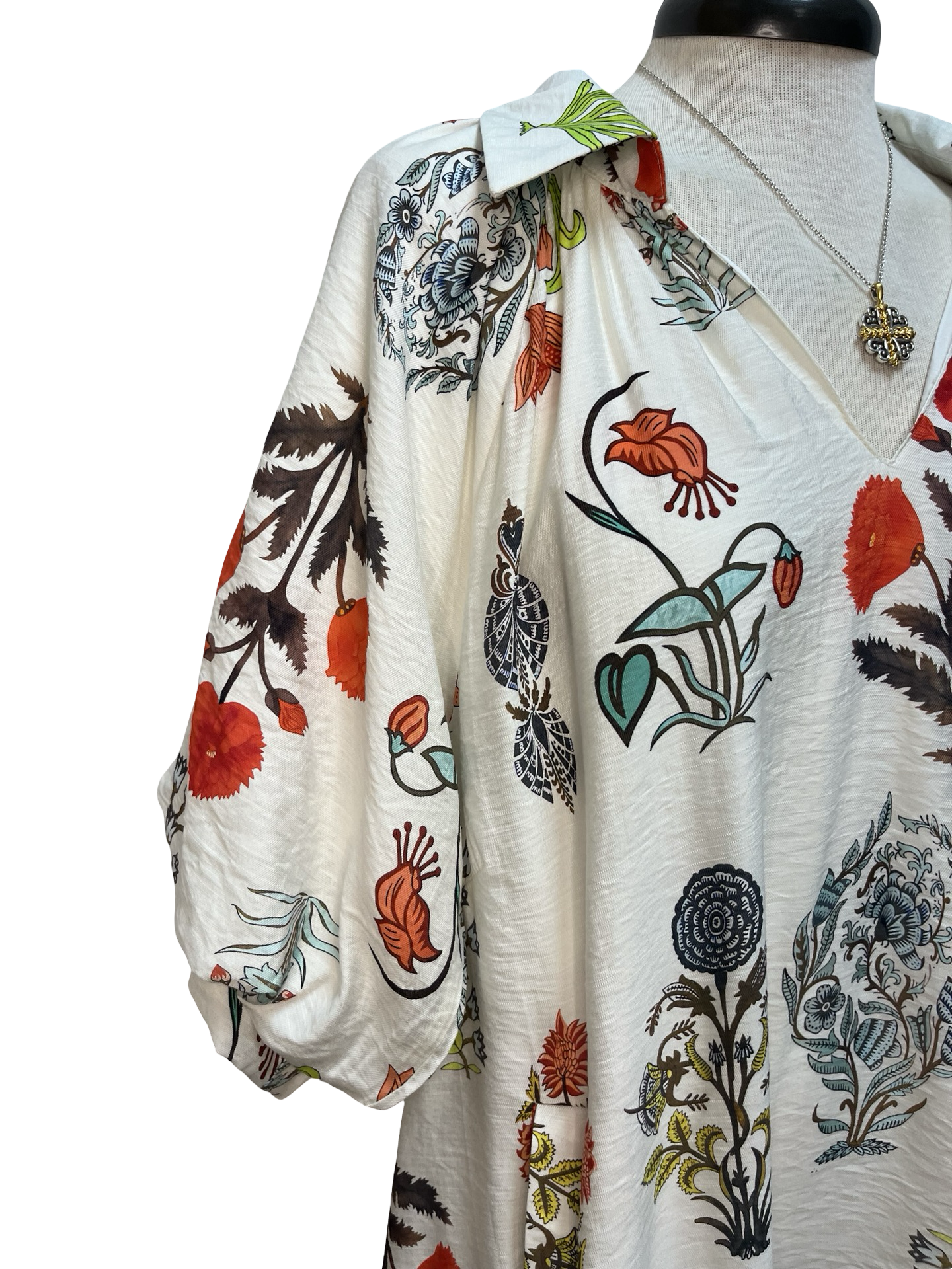 Floral Encyclopedia Print Mini Dress Cream Mix