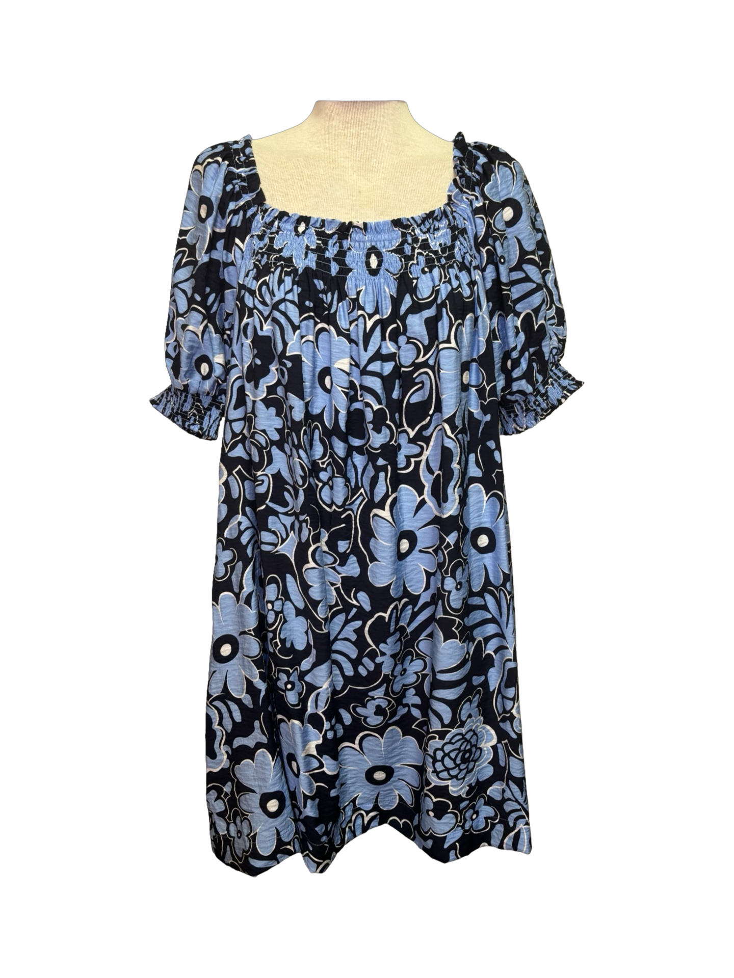 Floral Print Mini Dress Navy Mix