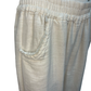 Frayed Hem Wide Leg Pant Cream