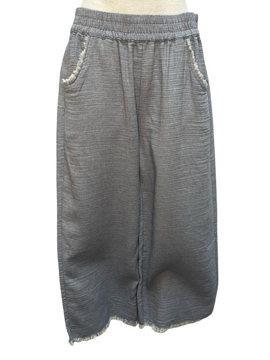 Frayed Hem Wide Leg Pant Light Blue