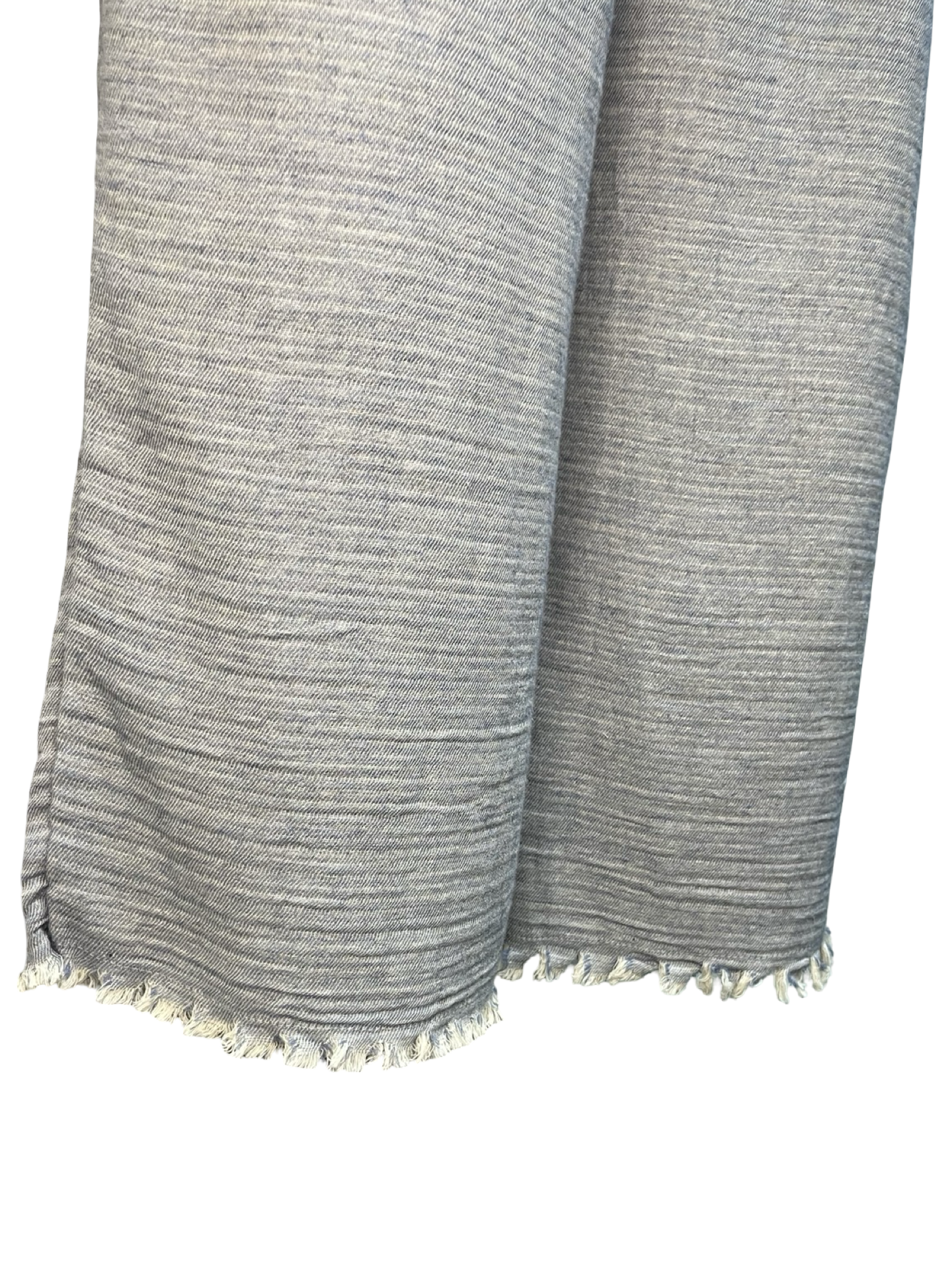 Fringe Hem Denim Pants Washed Denim