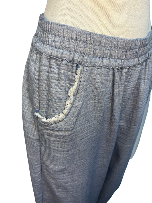 Frayed Hem Wide Leg Pant Light Blue