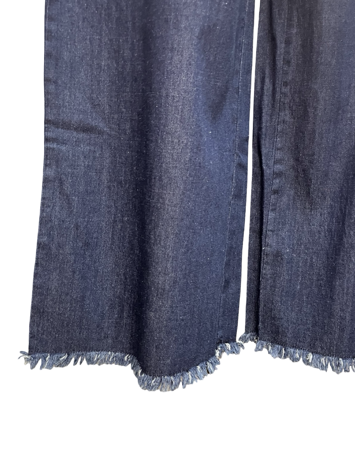 Fringe Hem Denim Pants Dark Denim