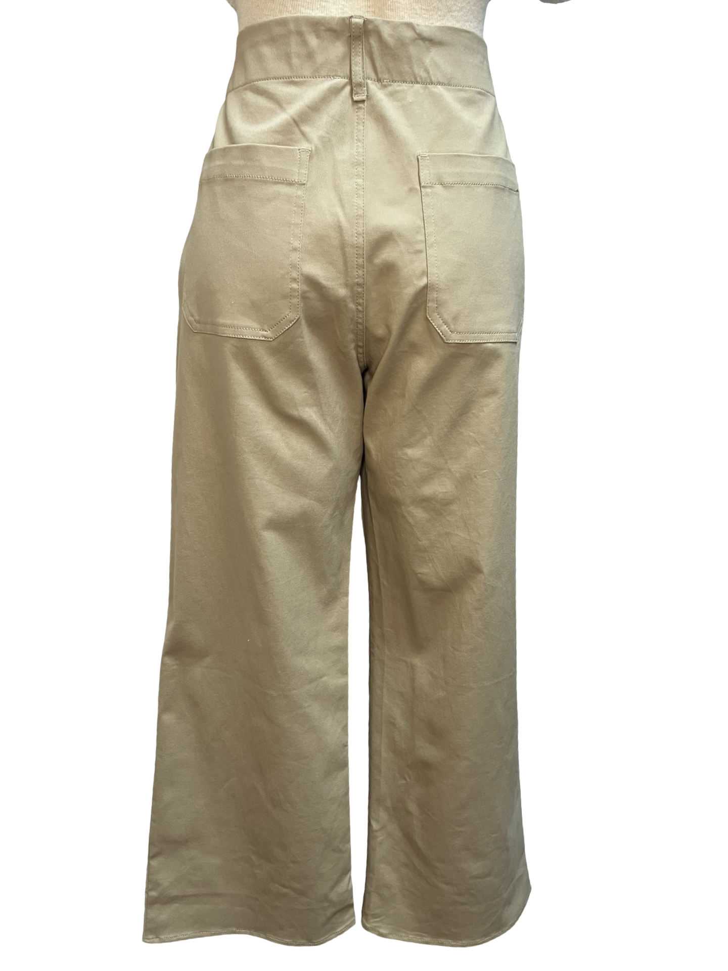 High Waist Wide Leg Crop Pants Mushroom