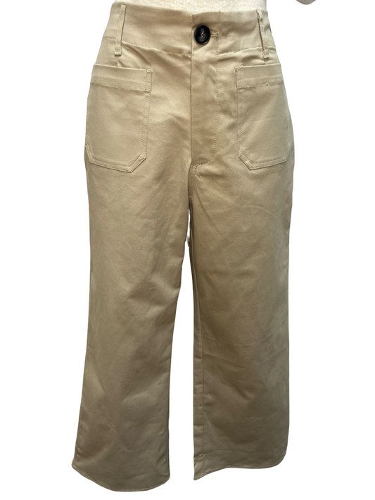 High Waist Wide Leg Crop Pants Mushroom