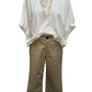 High Waist Wide Leg Crop Pants Mushroom