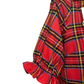 Plaid Smocked V Neck Flannel Top Red