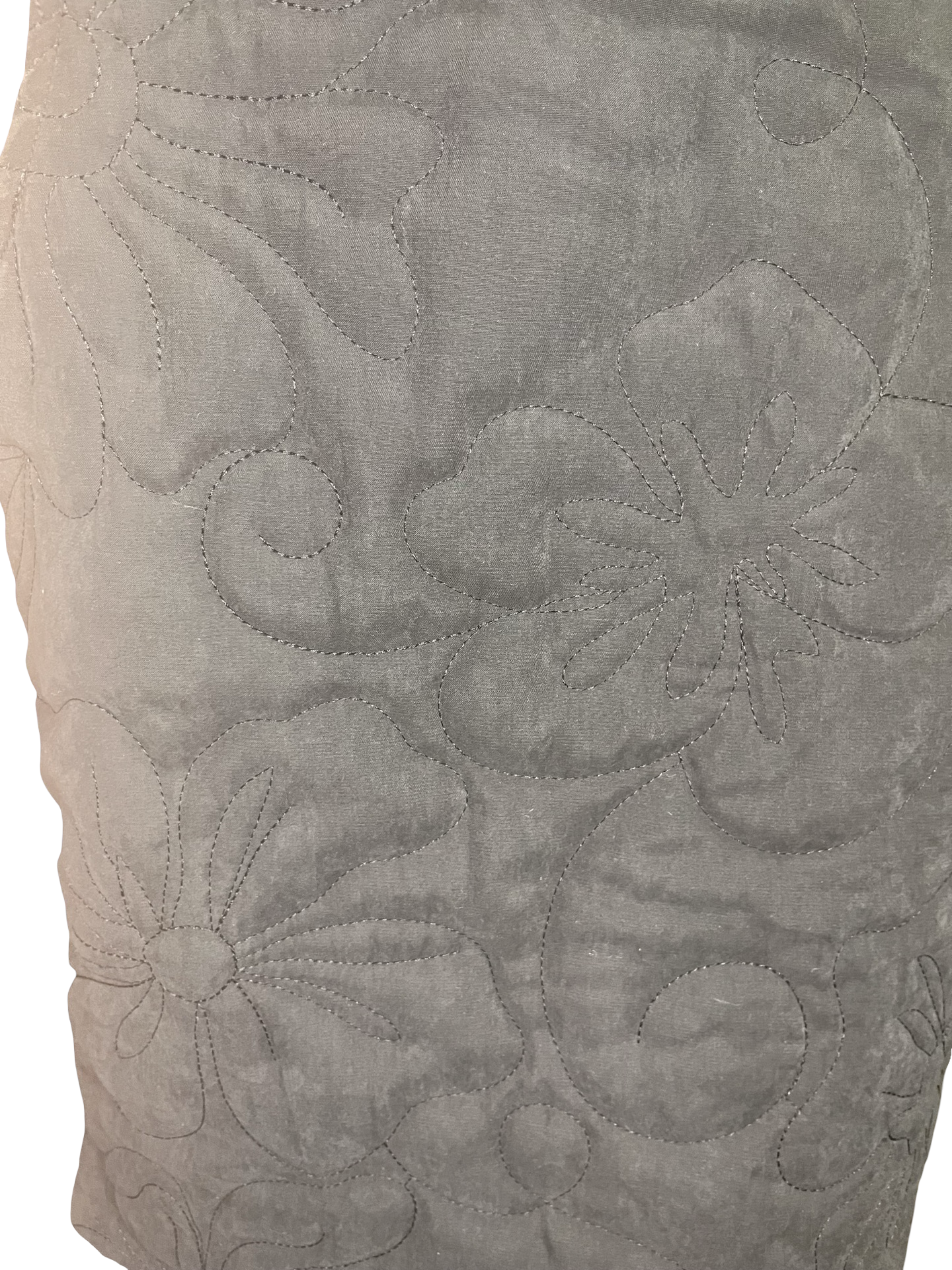 Quilted Floral Zip Vest Black