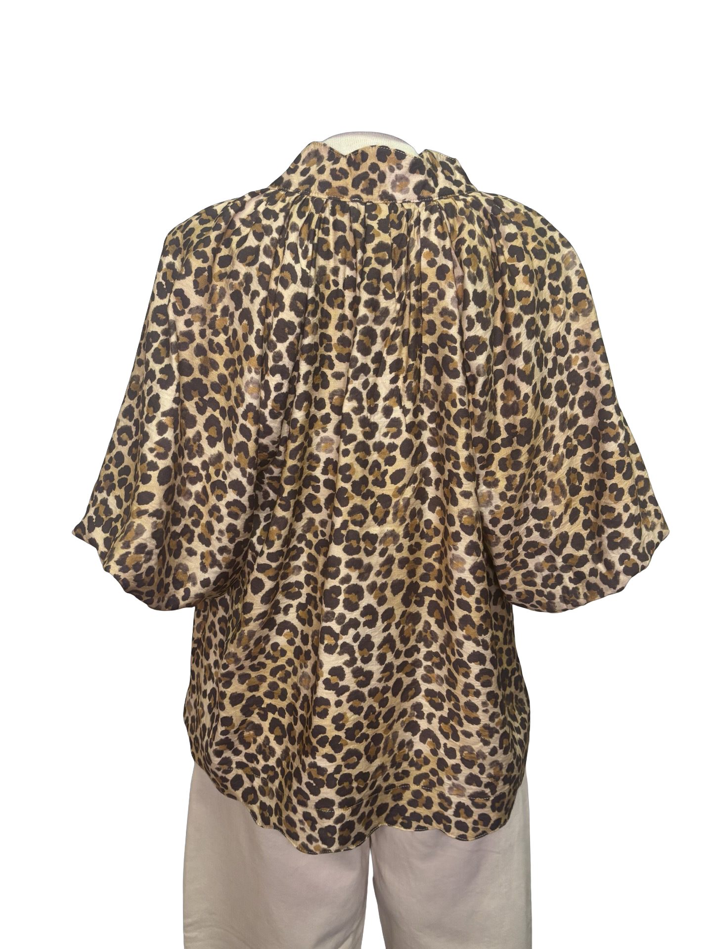 Scallop Hem Leopard Print Blouse
