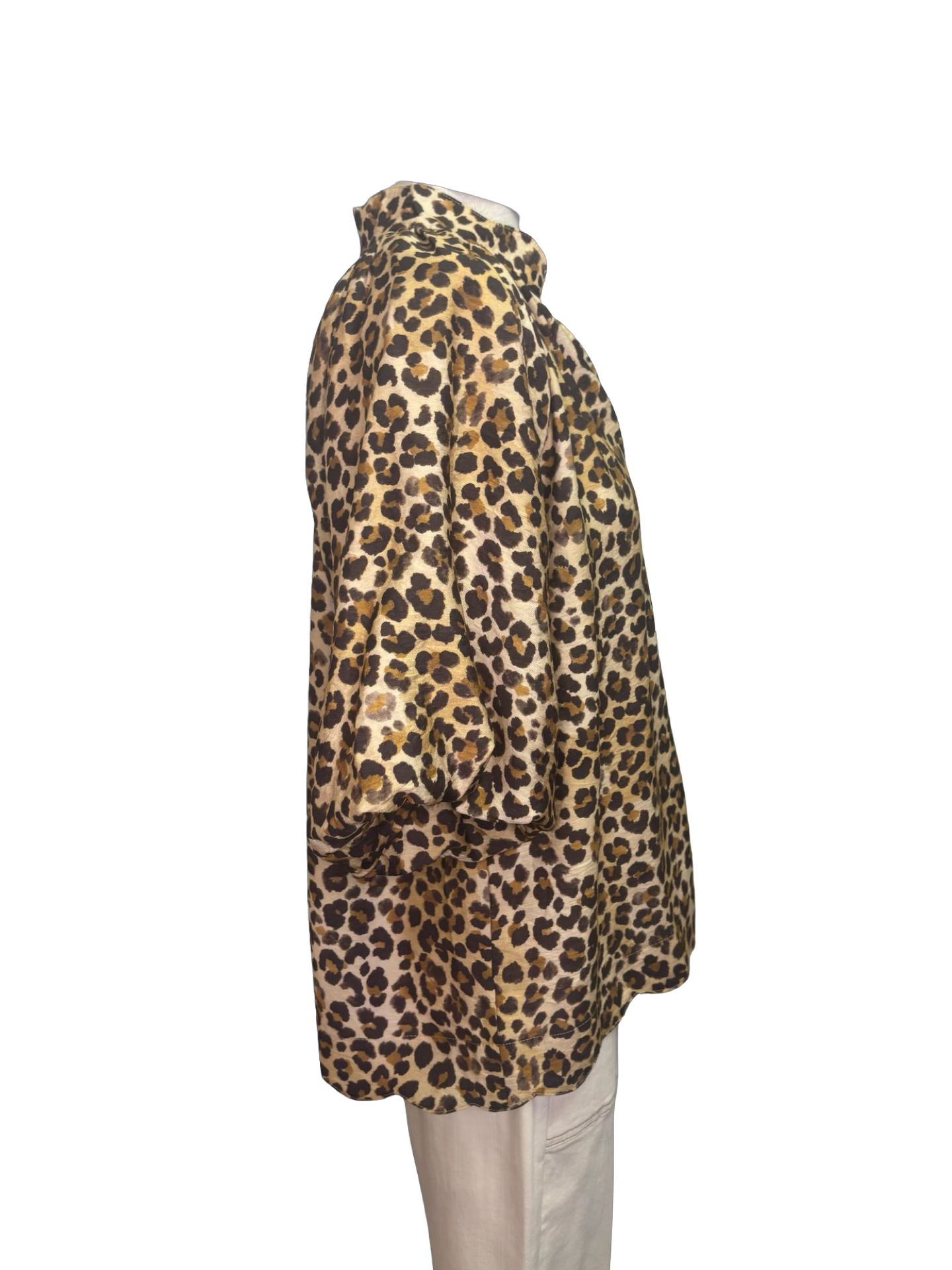 Scallop Hem Leopard Print Blouse