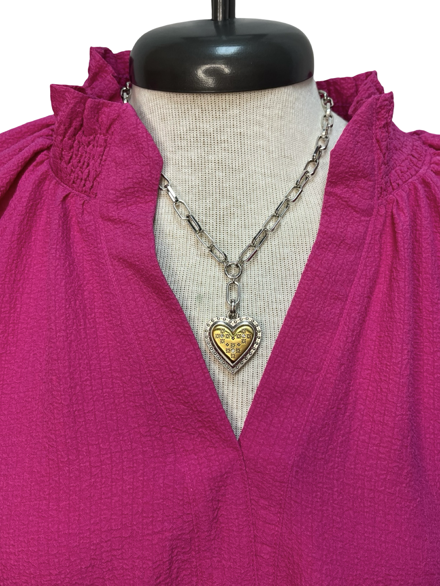 Scalloped Hem Textured Blouse Fuchsia