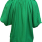 Scalloped Hem Textured Blouse Green