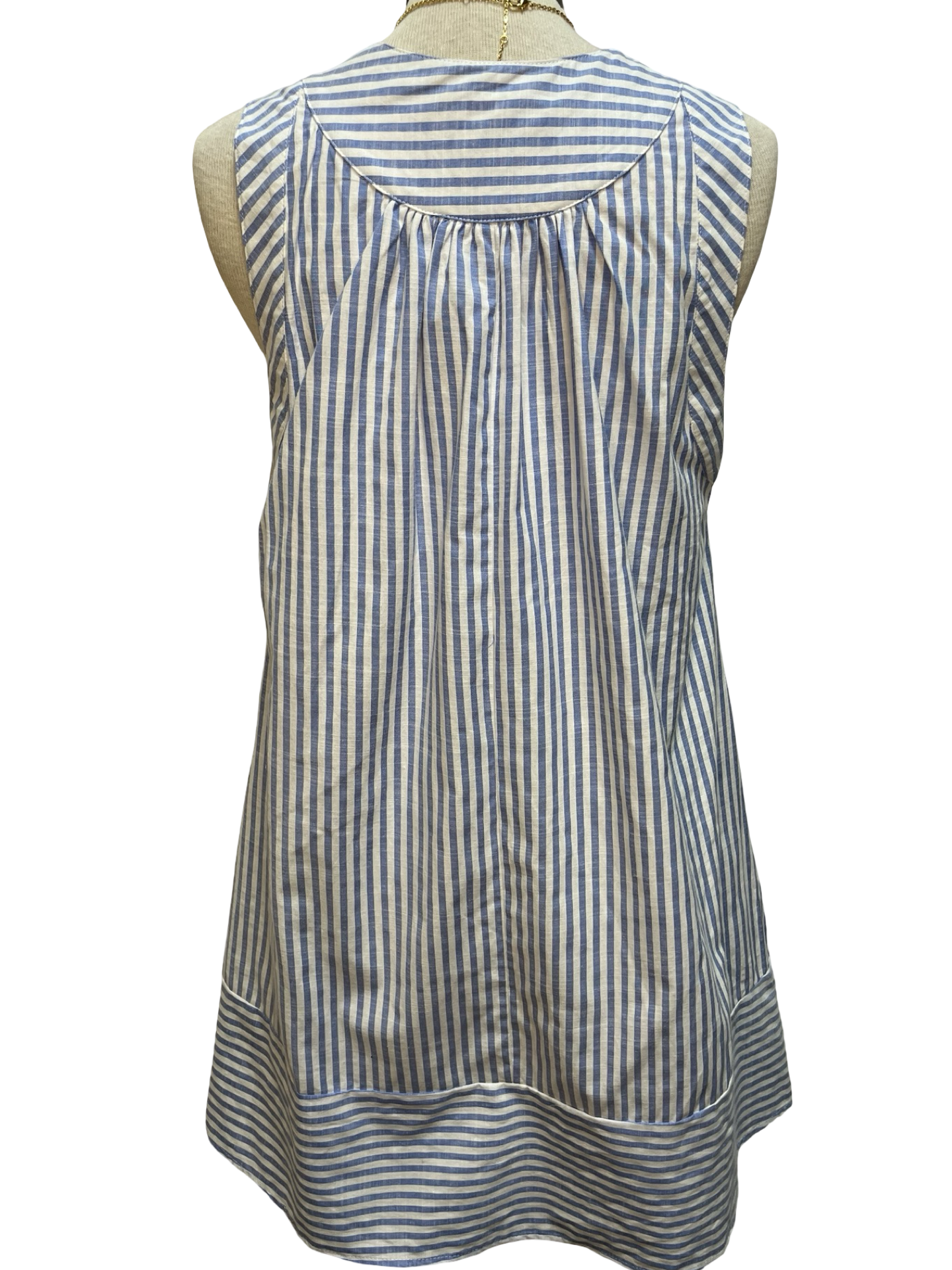 Sleeveless A-Line Stripe Mini Dress Blue