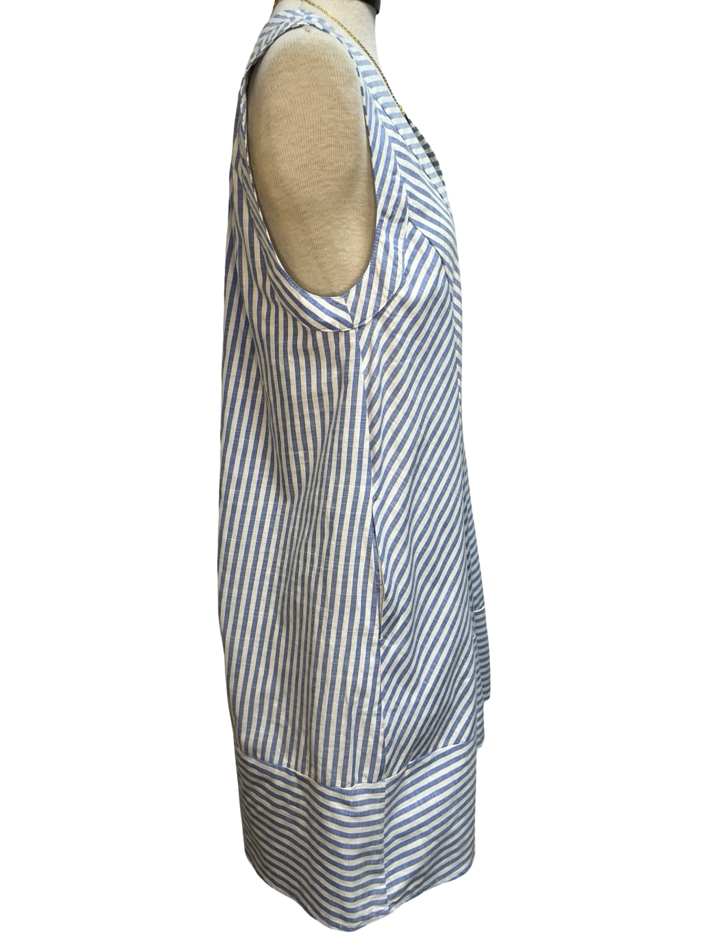 Sleeveless A-Line Stripe Mini Dress Blue