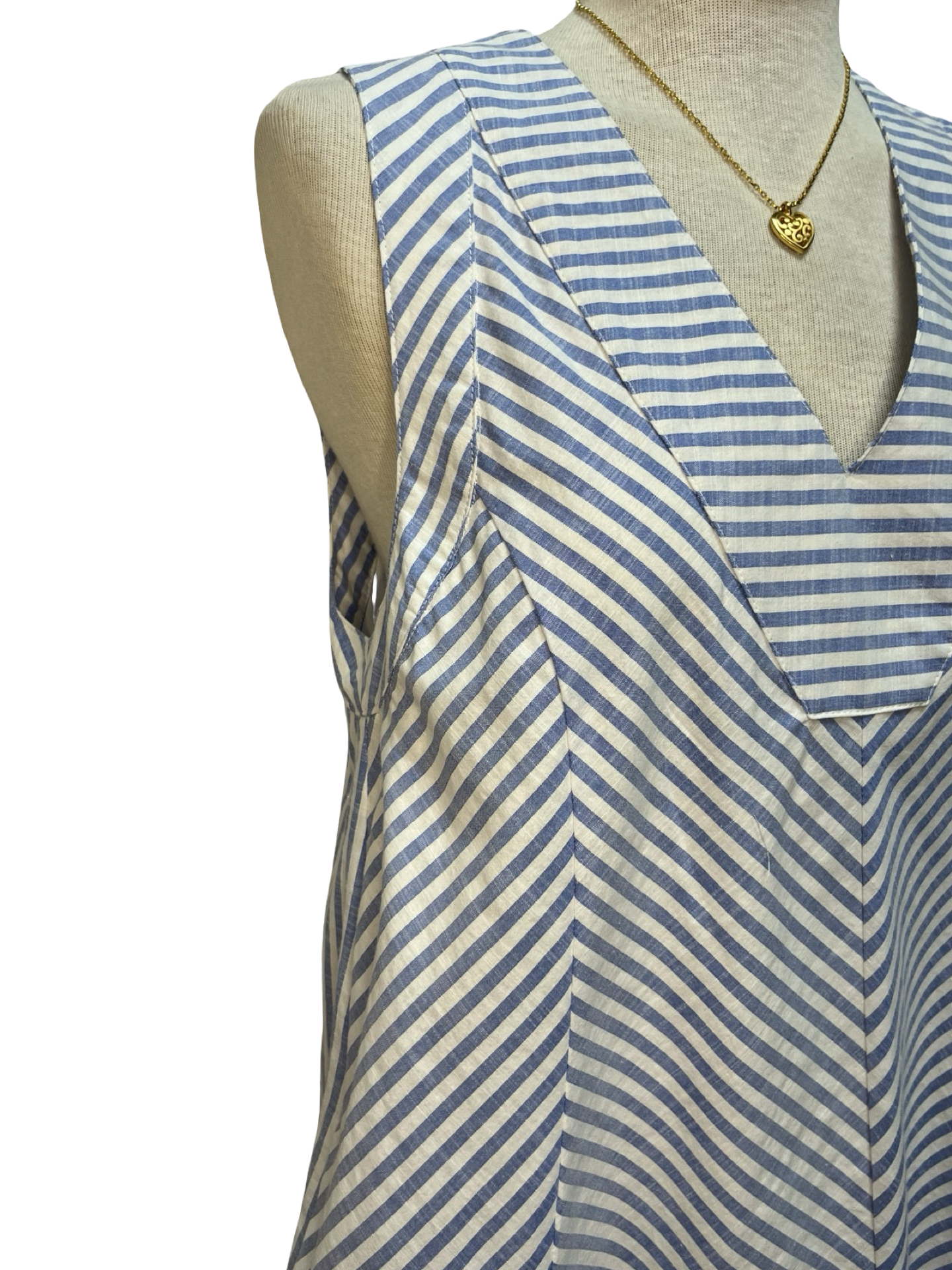 Sleeveless A-Line Stripe Mini Dress Blue