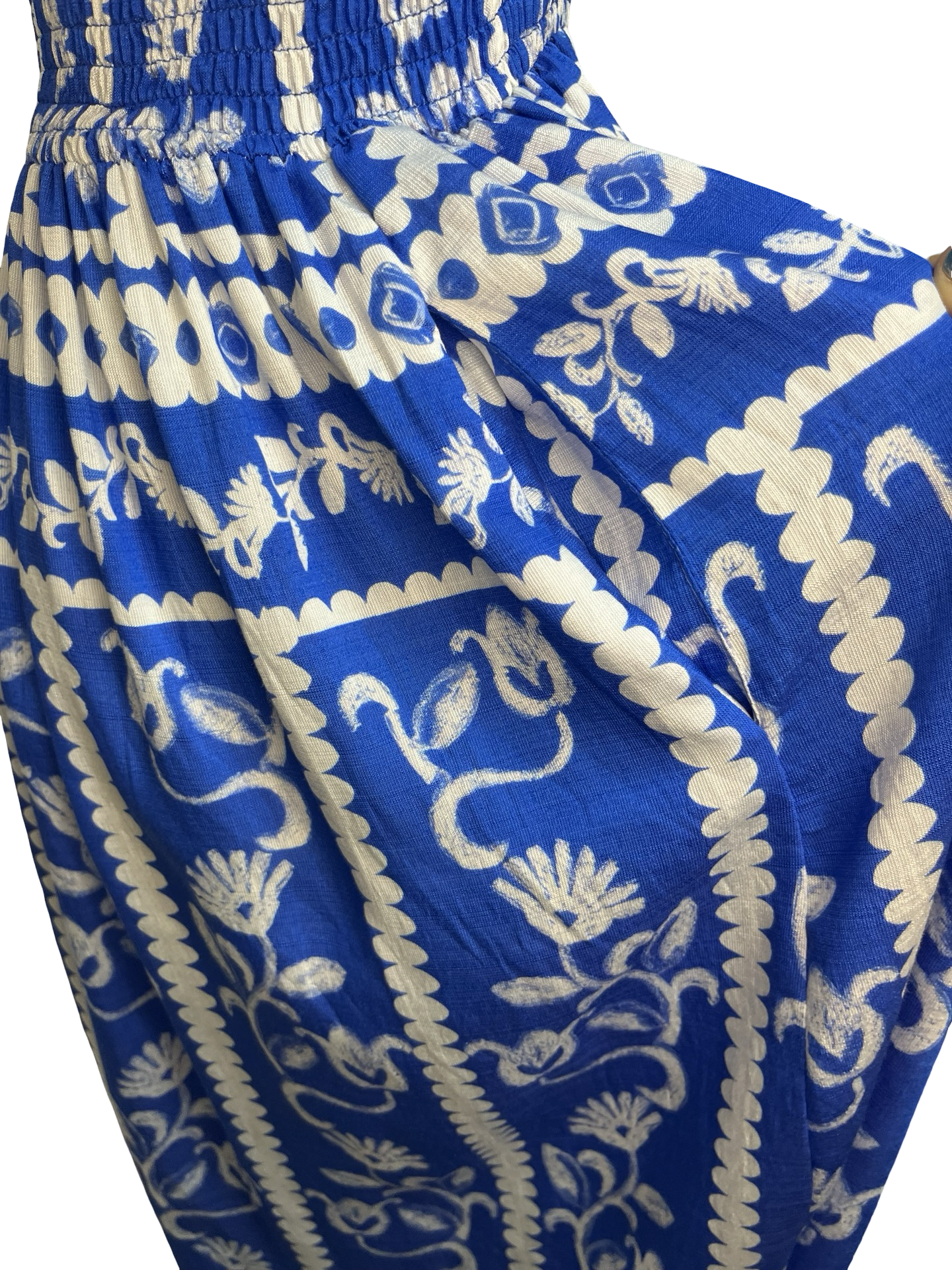 Sleeveless Smocked Midi Dress Blue