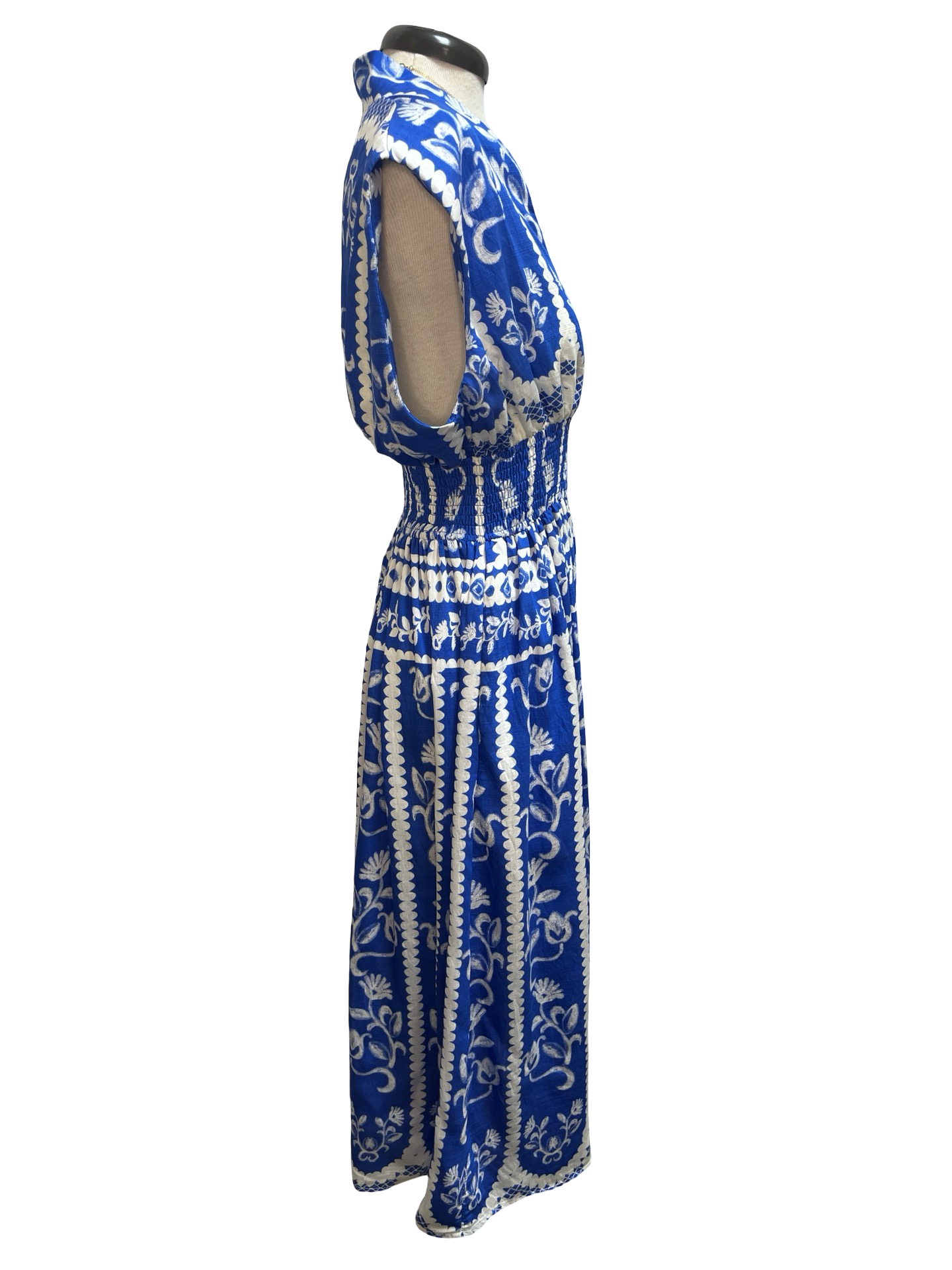 Sleeveless Smocked Midi Dress Blue