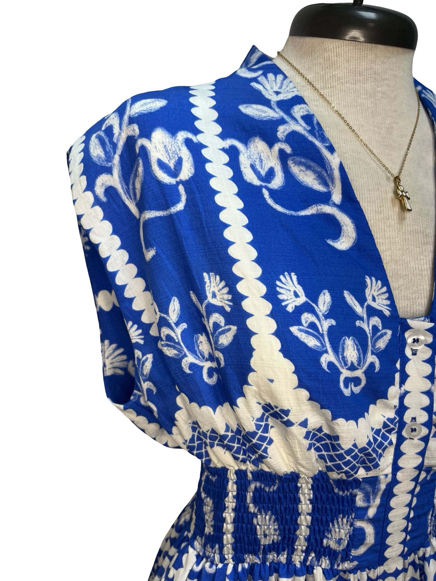Sleeveless Smocked Midi Dress Blue