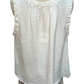 Solid Ruffle Neck Sleeveless Top Off White