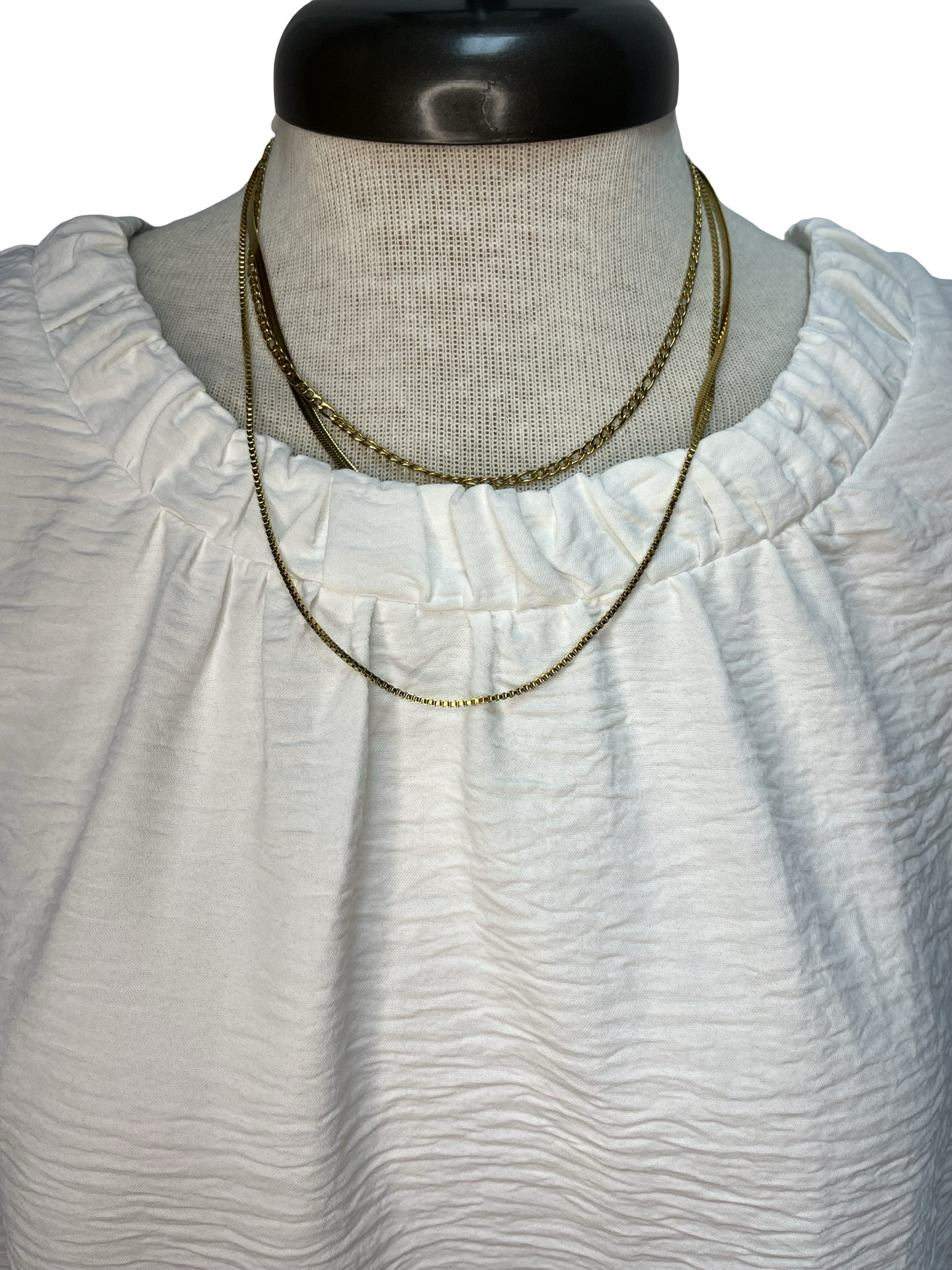 Solid Ruffle Neck Sleeveless Top Off White