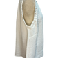 Solid Ruffle Neck Sleeveless Top Off White