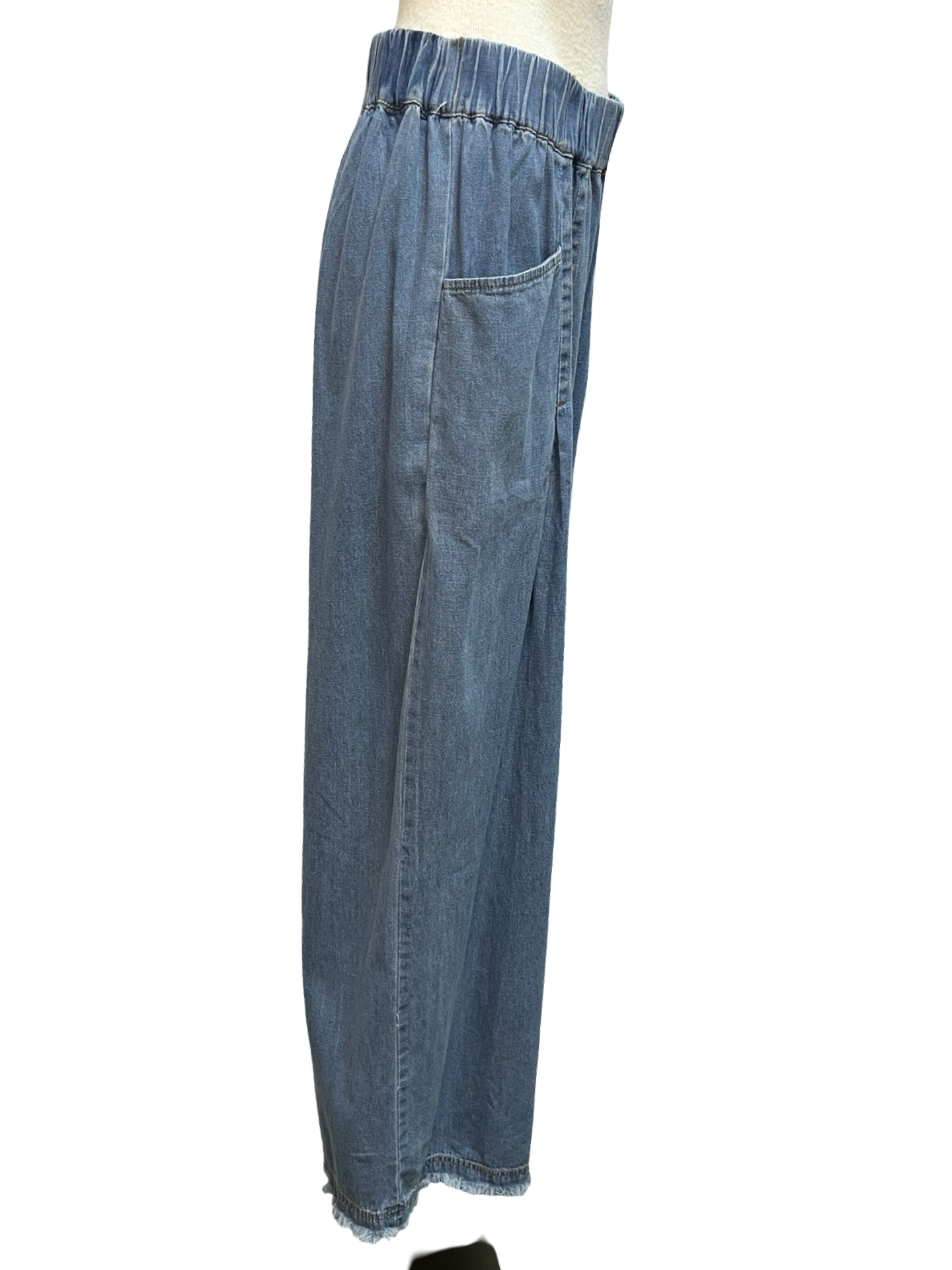 Stone Wash Wide Leg Pant Light Denim