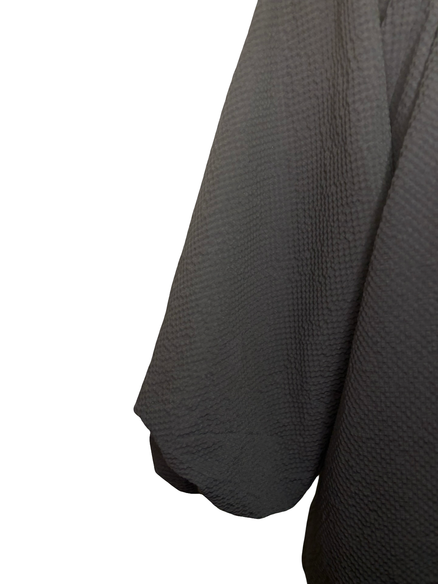 V Neck Balloon Sleeves Textured Top Black