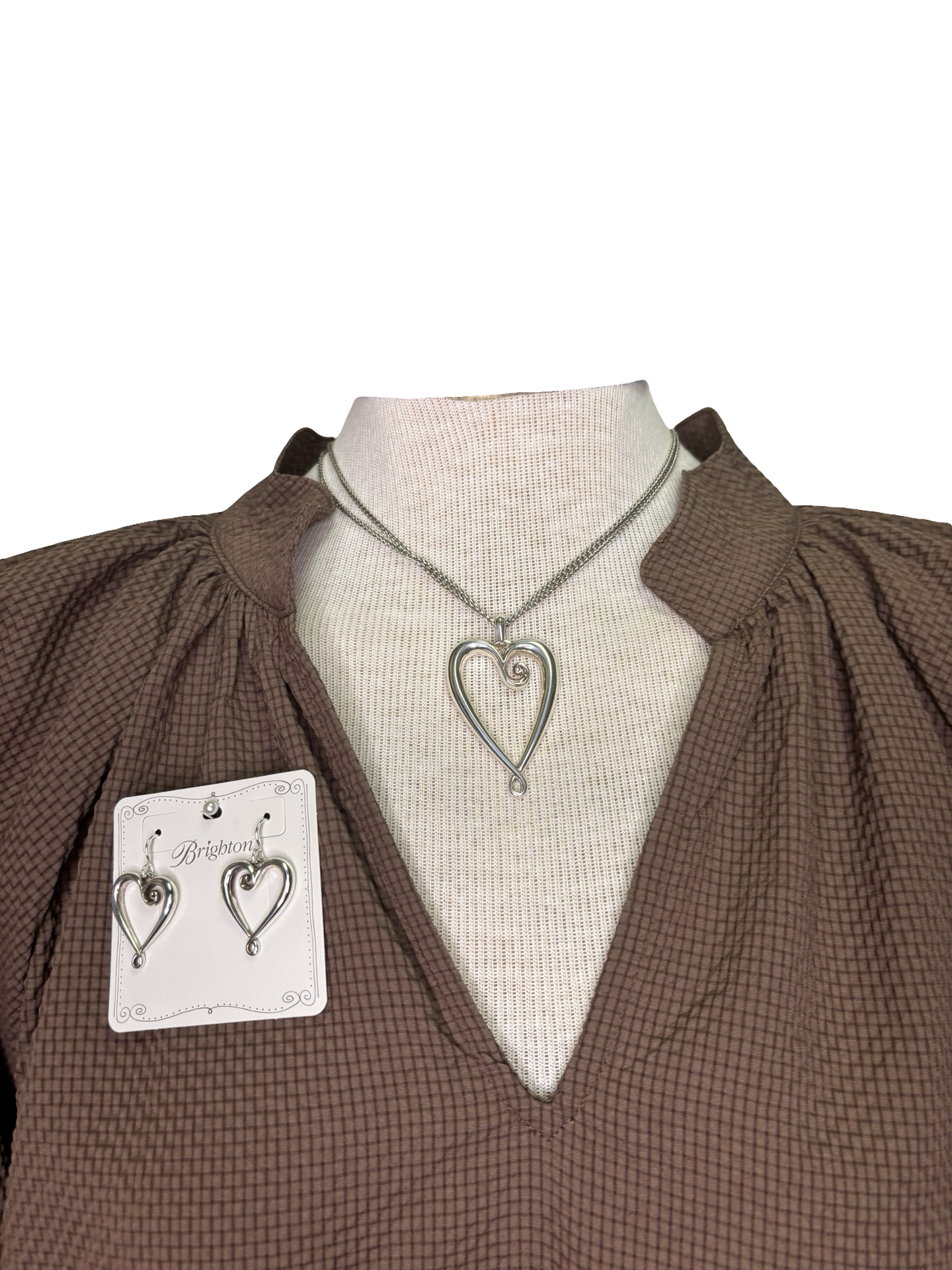 V Neck Balloon Sleeves Textured Top Chocolate