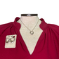 V Neck Balloon Sleeves Textured Top Crimson