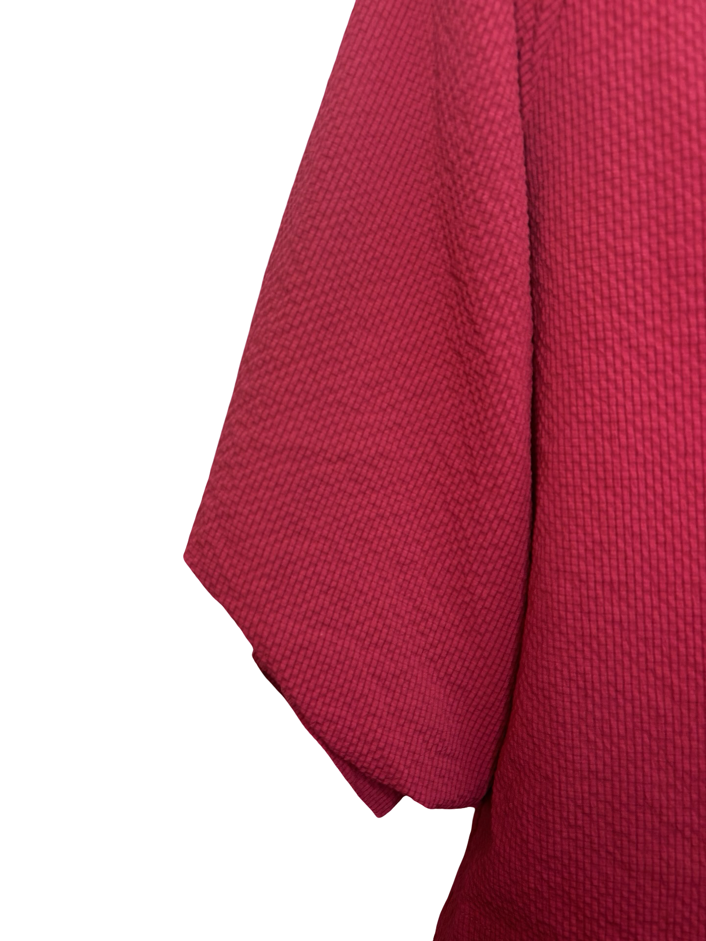 V Neck Balloon Sleeves Textured Top Crimson