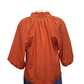 V Neck Balloon Sleeves Textured Top Rust