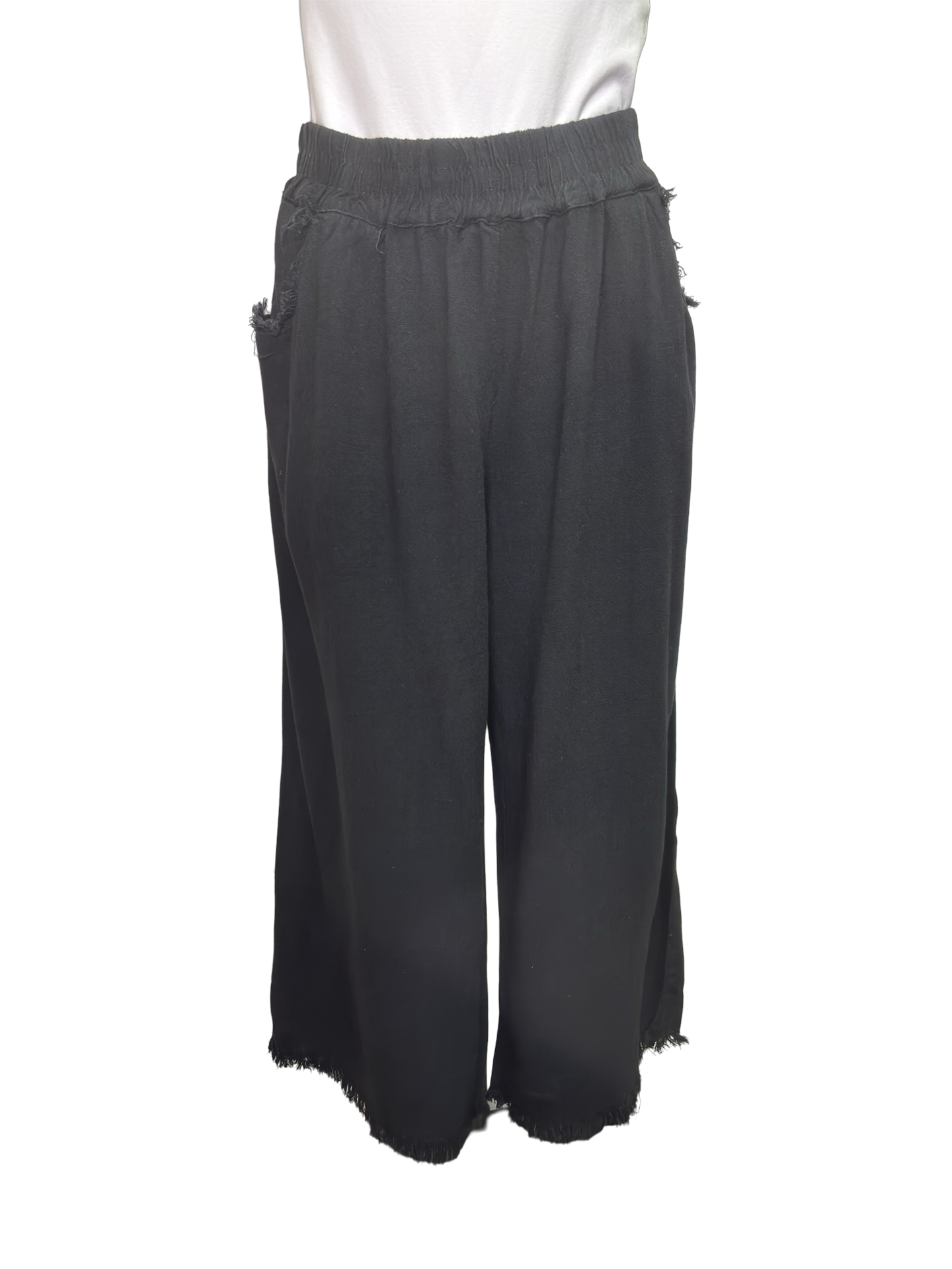 Wide Leg Elastic Waist Pant Black