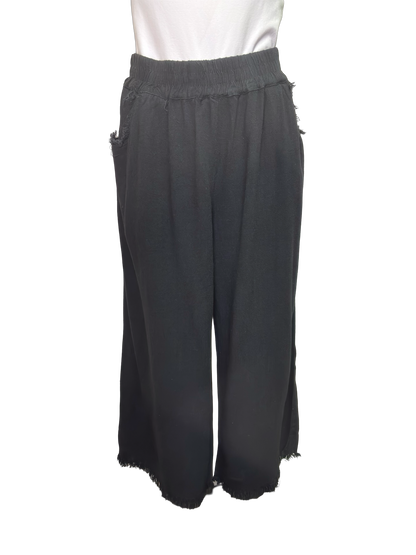 Wide Leg Elastic Waist Pant Black