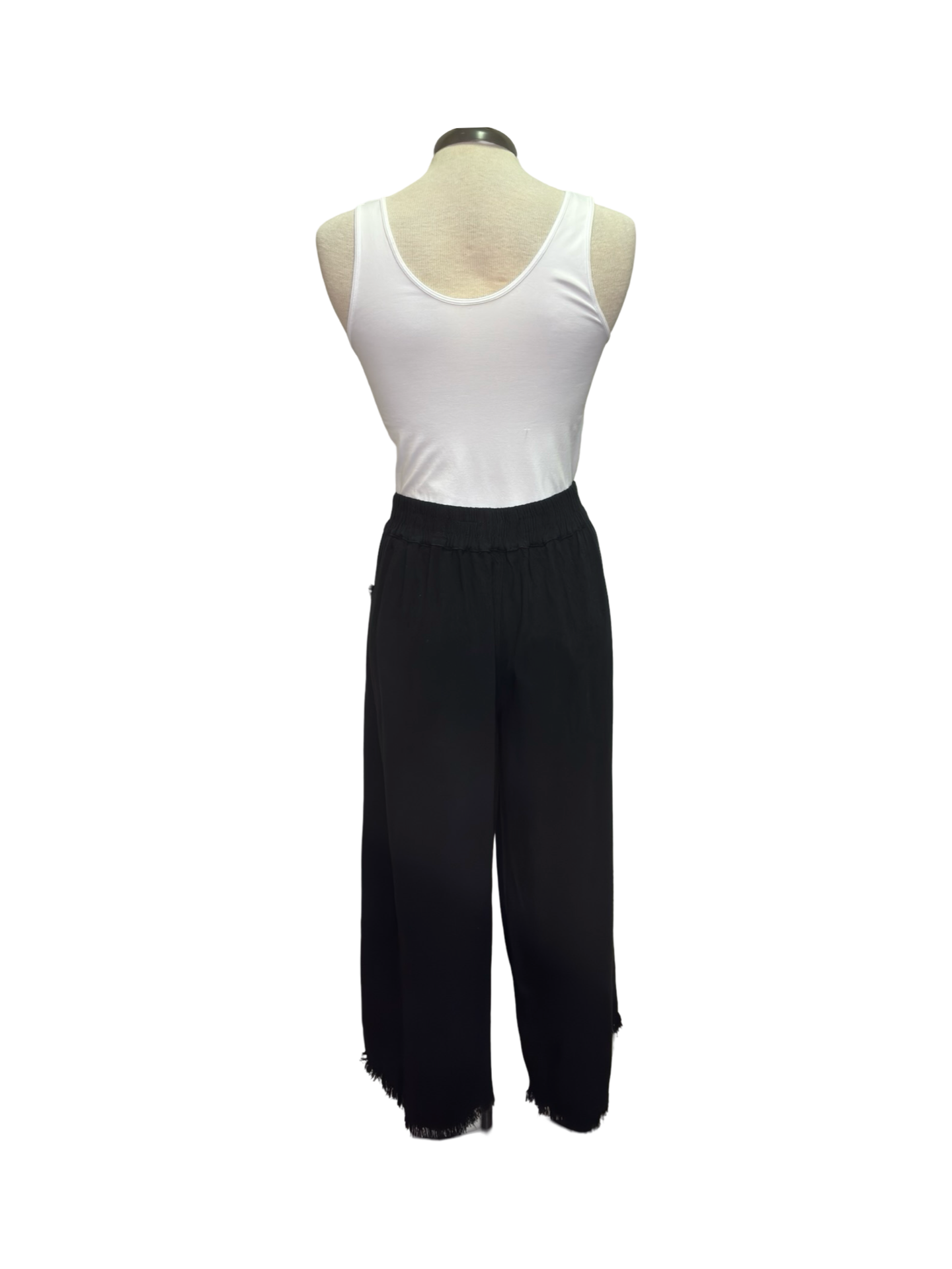 Wide Leg Elastic Waist Pant Black