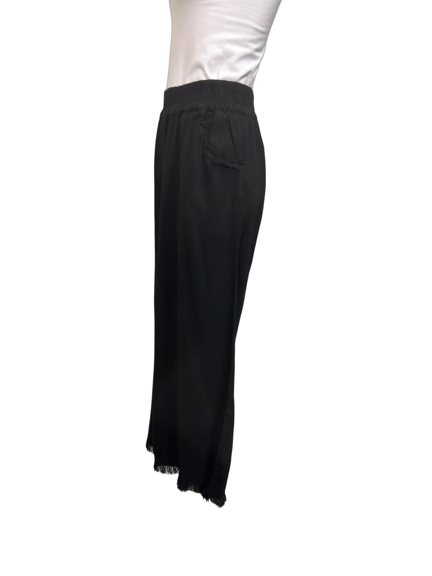 Wide Leg Elastic Waist Pant Black