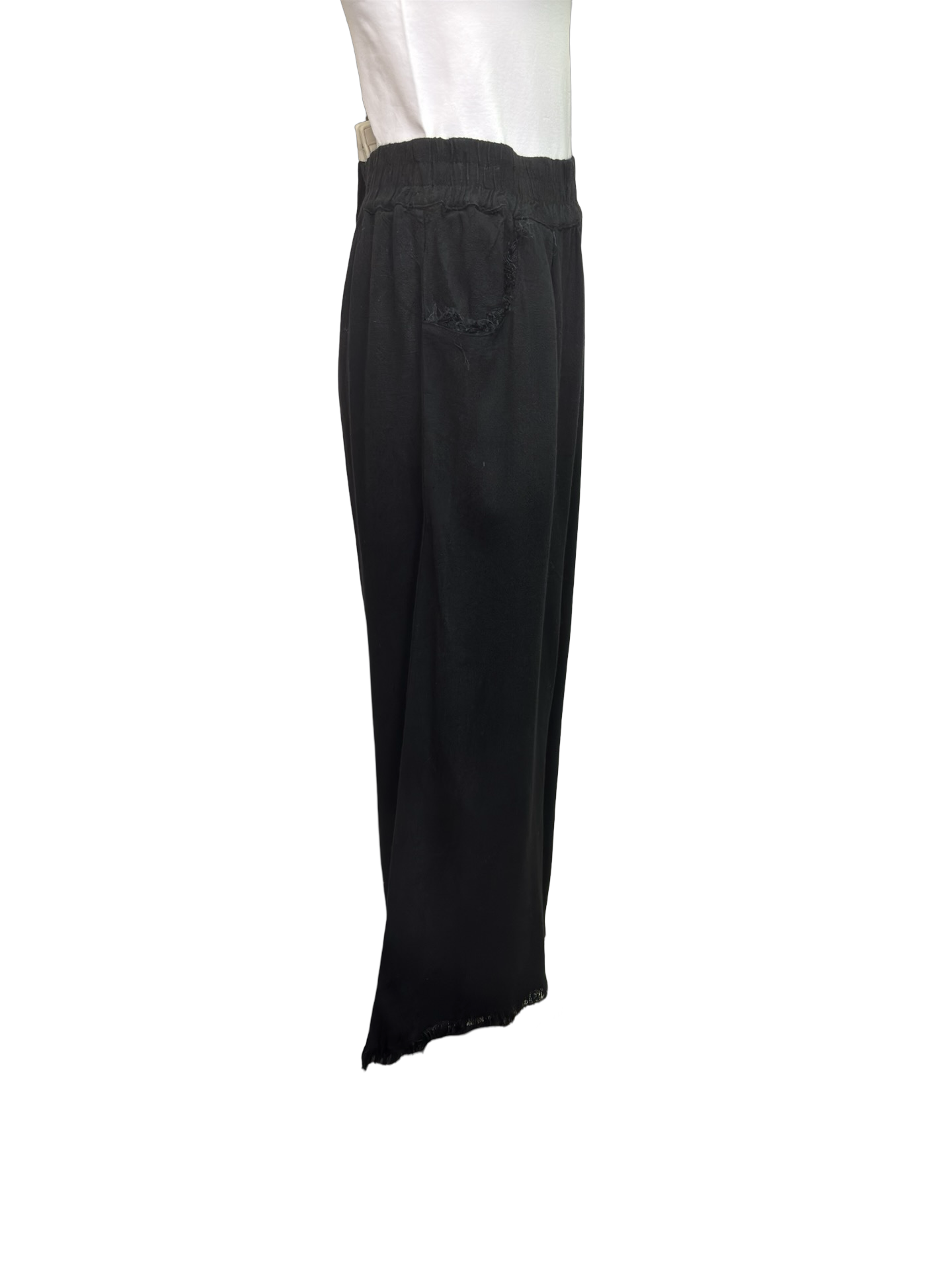Wide Leg Elastic Waist Pant Black