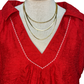 Textured V-Neck Short Sleeve Top Red