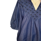 Diamond Textured Yoke Top Blue Denim