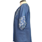 Floral Embroidery Self Tie Top Blue