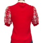 Floral Eyelet Knit Top Red