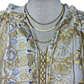 Fringed Detail Tassel Front Floral Embroidery Top Gold