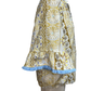 Fringed Detail Tassel Front Floral Embroidery Top Gold