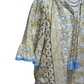 Fringed Detail Tassel Front Floral Embroidery Top Gold