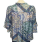 Front Self Tie Paisley Print Top Blue